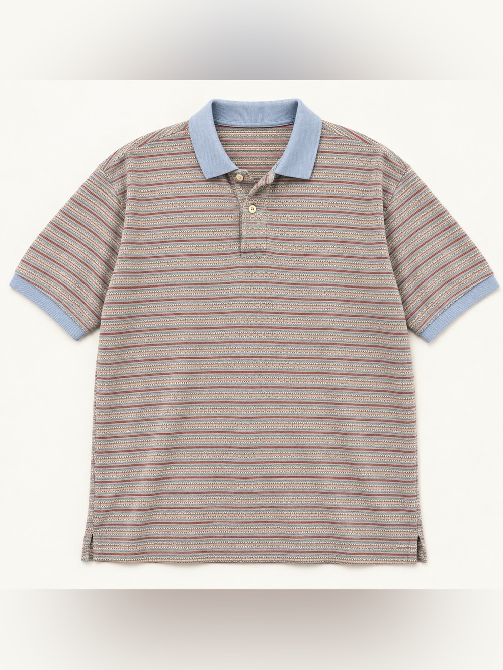 Vintage Polo Ralph Lauren Striped Jacquard Knit Polo Shirt Men’s Large